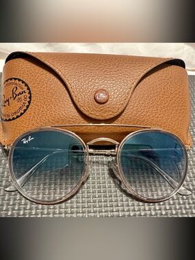 Ray-Ban Clear Frame Sunglasses with Blue Lenses